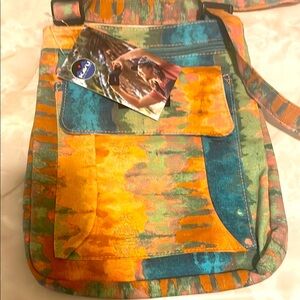 Kavu Artistic Orange and Blue Crossbody Bag